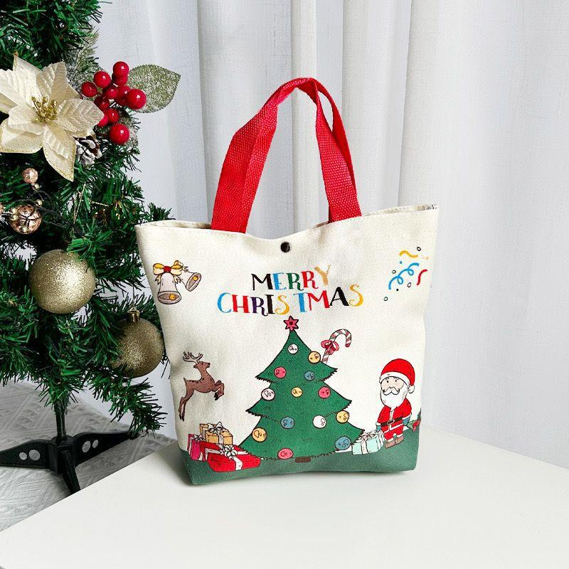 1/2pcs Christmas Theme Gift Bag,Gift Pouch,Christmas Eve Tote Bag,Candy Handbag,Suitable for Christmas Gift,Daily Shopping