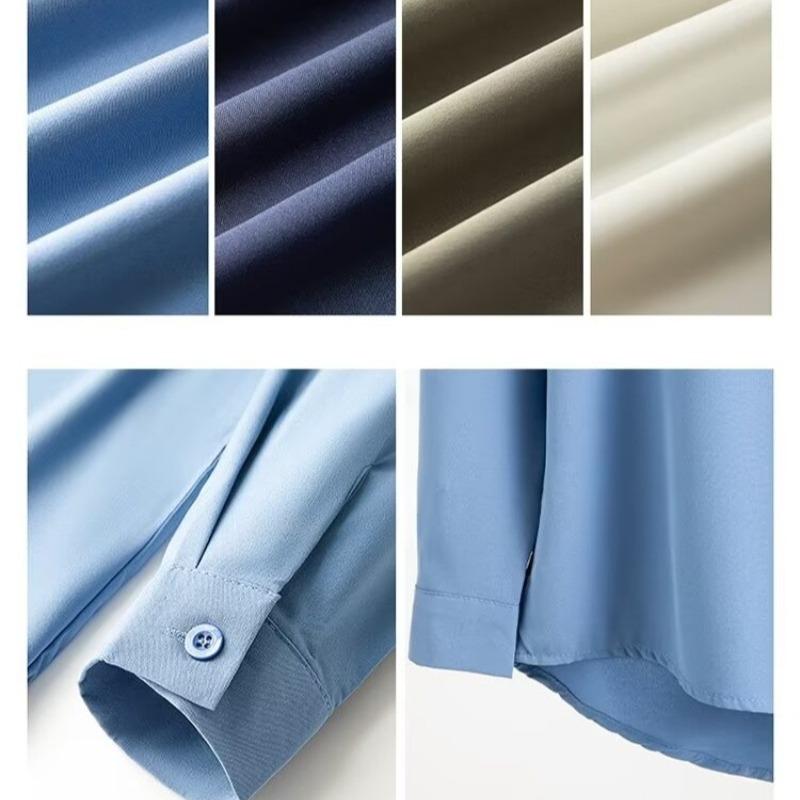 Men's long-sleeved shirt solid color shirt men's slim fit large size shirt jacket
