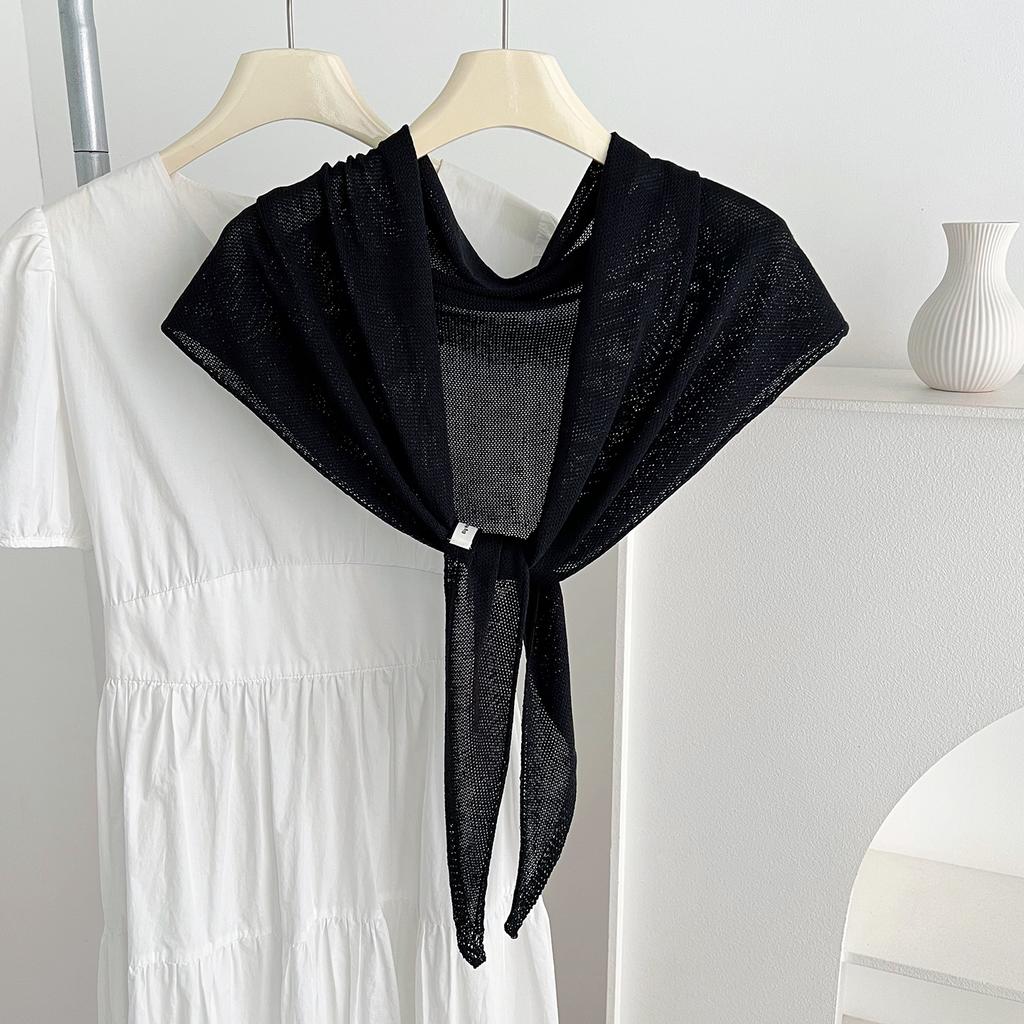 New atmosphere solid color wool triangle scarf women's spring and autumn versatile thin neck scarf air conditioner shawl outside the room