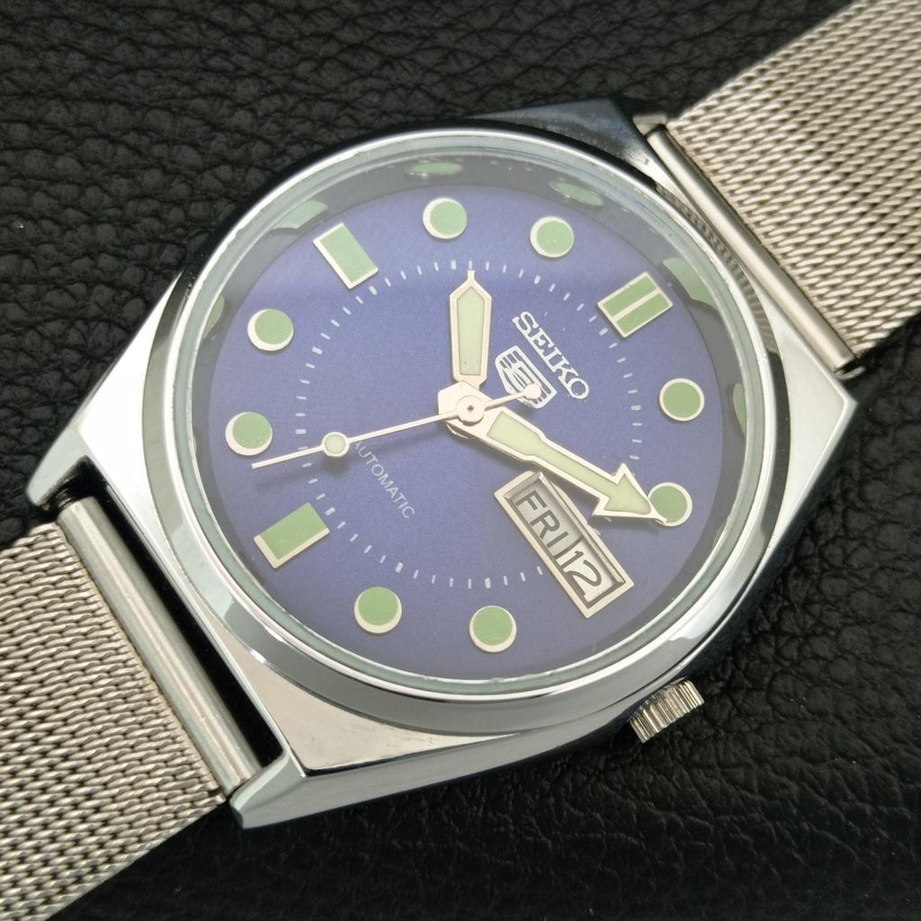 VINTAGE REFURBISHED SEIKO 5 AUTOMATIC 6309A JAPAN MENS BLUE DIAL WATCH a444445-1