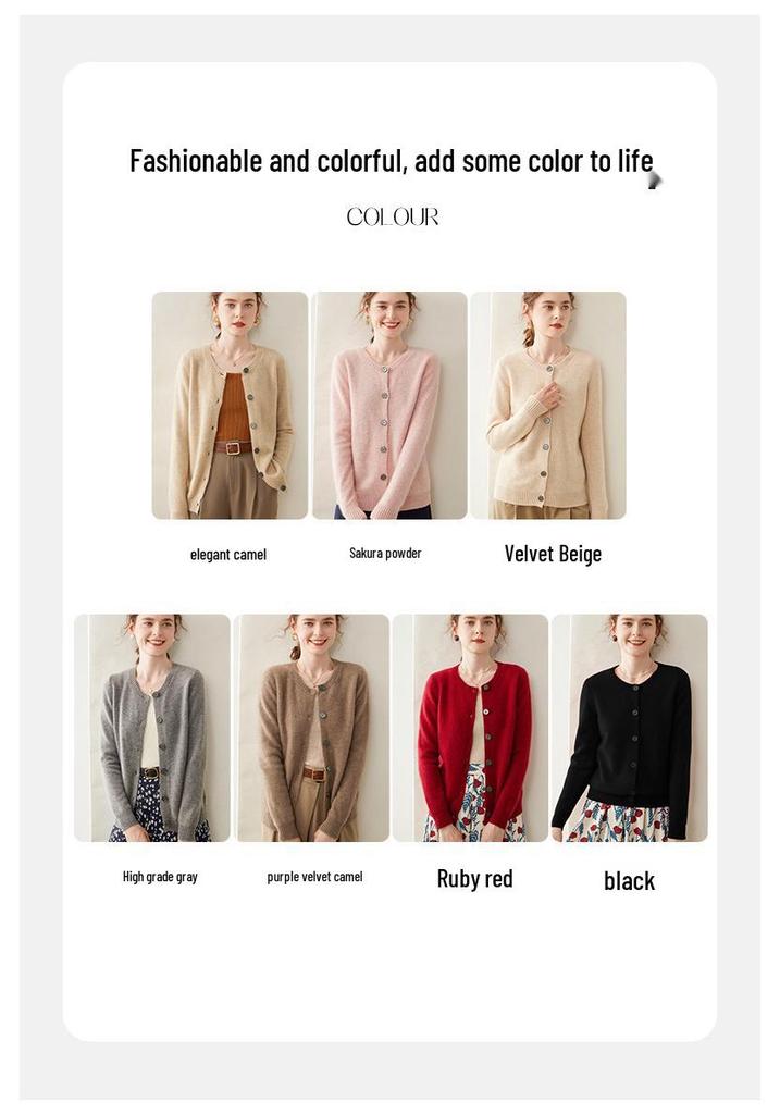 2024 Autumn/Winter Women's Cashmere Cardigan: Round Neck, Loose, Versatile Knitwear Sweater and Wool Coat