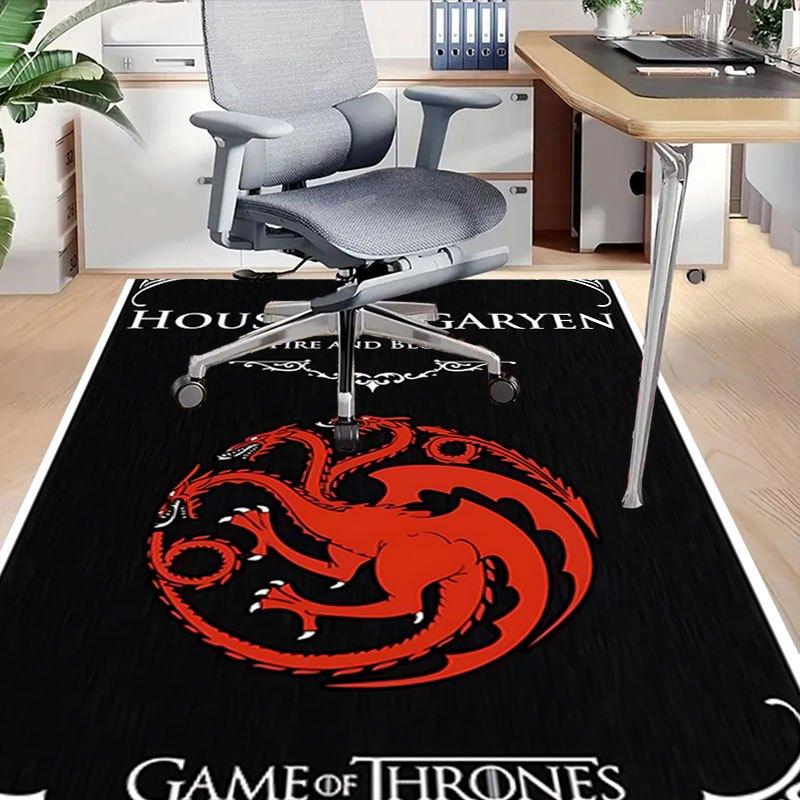 1pc Fire and Blood Office Carpet Chair Mats, Home Decor Mat | Fantasy Theme Mat | Durable Mat, Dragon DecorB11