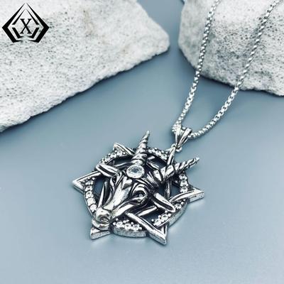 Unisex Retro Goat Horn Necklace: Punk Hip Hop Style Pendant