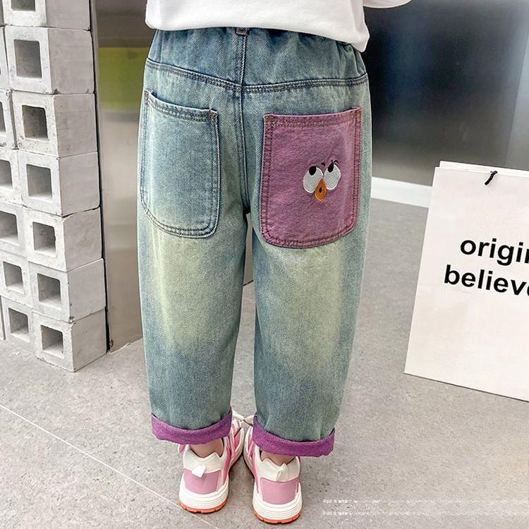 Girls' Pants Spring and Autumn Children's Jeans Versatile Pants Stylish Baby