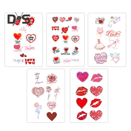 

10 шт. временные татуировки наклейки красные любовь сердце губы роза водонепроницаемые поддельные наклейки боди-арт татуировки на день святого валентина дни рождения B