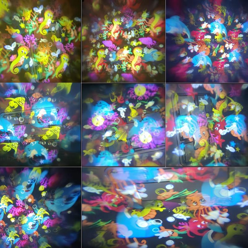 Rotating Christmas Projector Light Ocean Themed LED Night Lamp Adjustable Stand for Teen Bedroom Home Decor