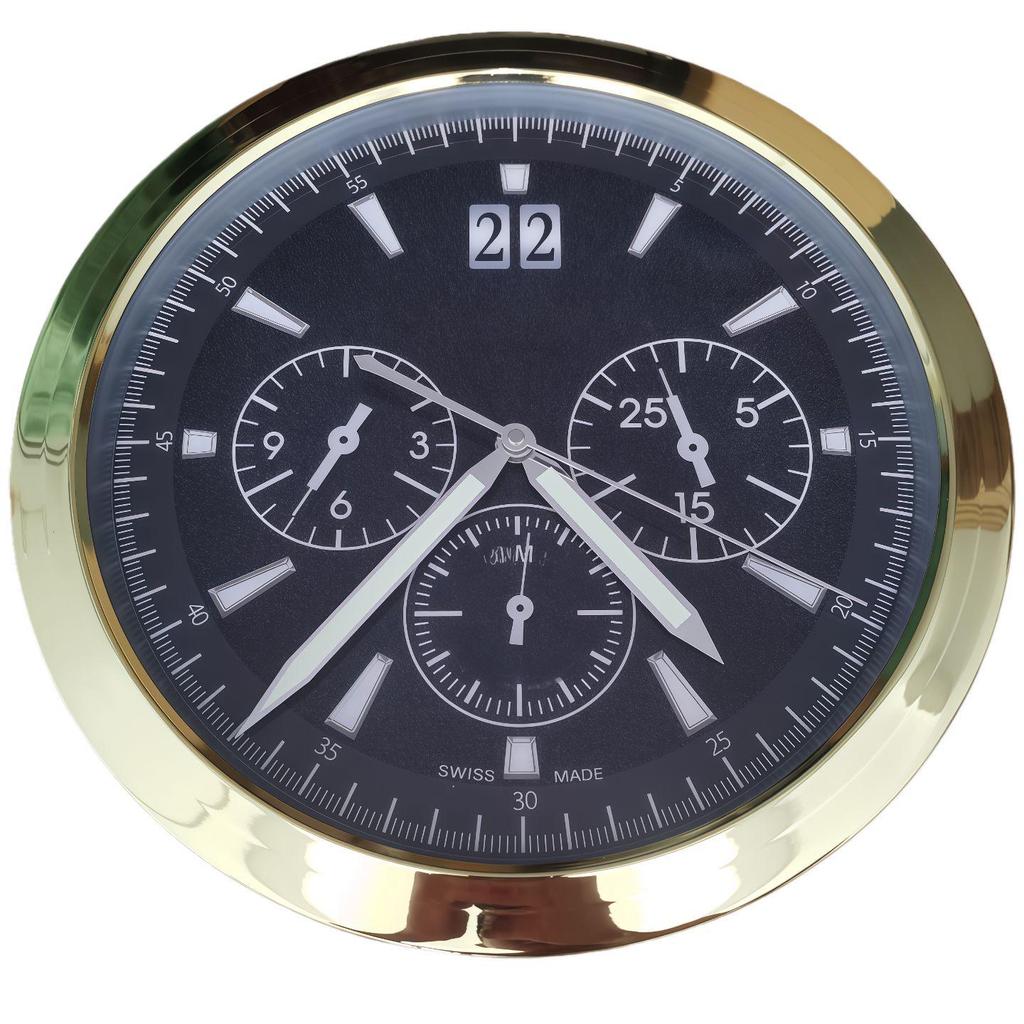 Leuchtende Lux Wandmontierte Metalluhr: Modernes Dekorationsstück für Wohnzimmer