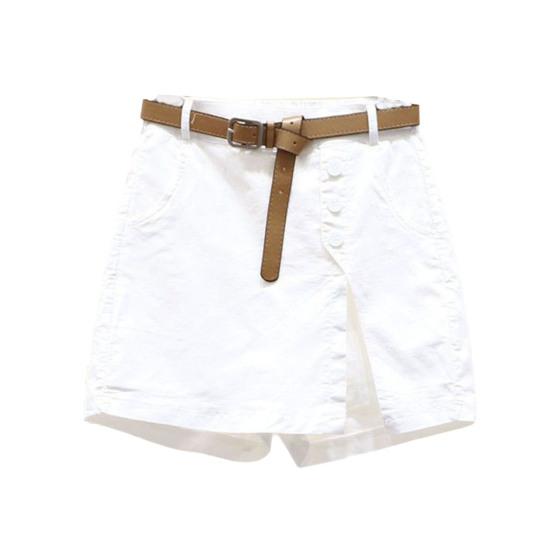 Gonna Pantaloncini Donna Vita Alta Finto Due Pezzi Bottoni Decorativi Spacco Laterale Monocolore Sopra il Ginocchio Tasche Dritti Morbidi Streetwear Abbigliamento Donna