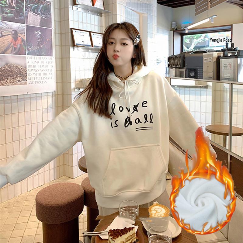 Sudadera con capucha coreana para mujer: Jersey holgado, que reduce la edad, de manga larga para otoño/invierno 2025 - Talla grande, estilo casual