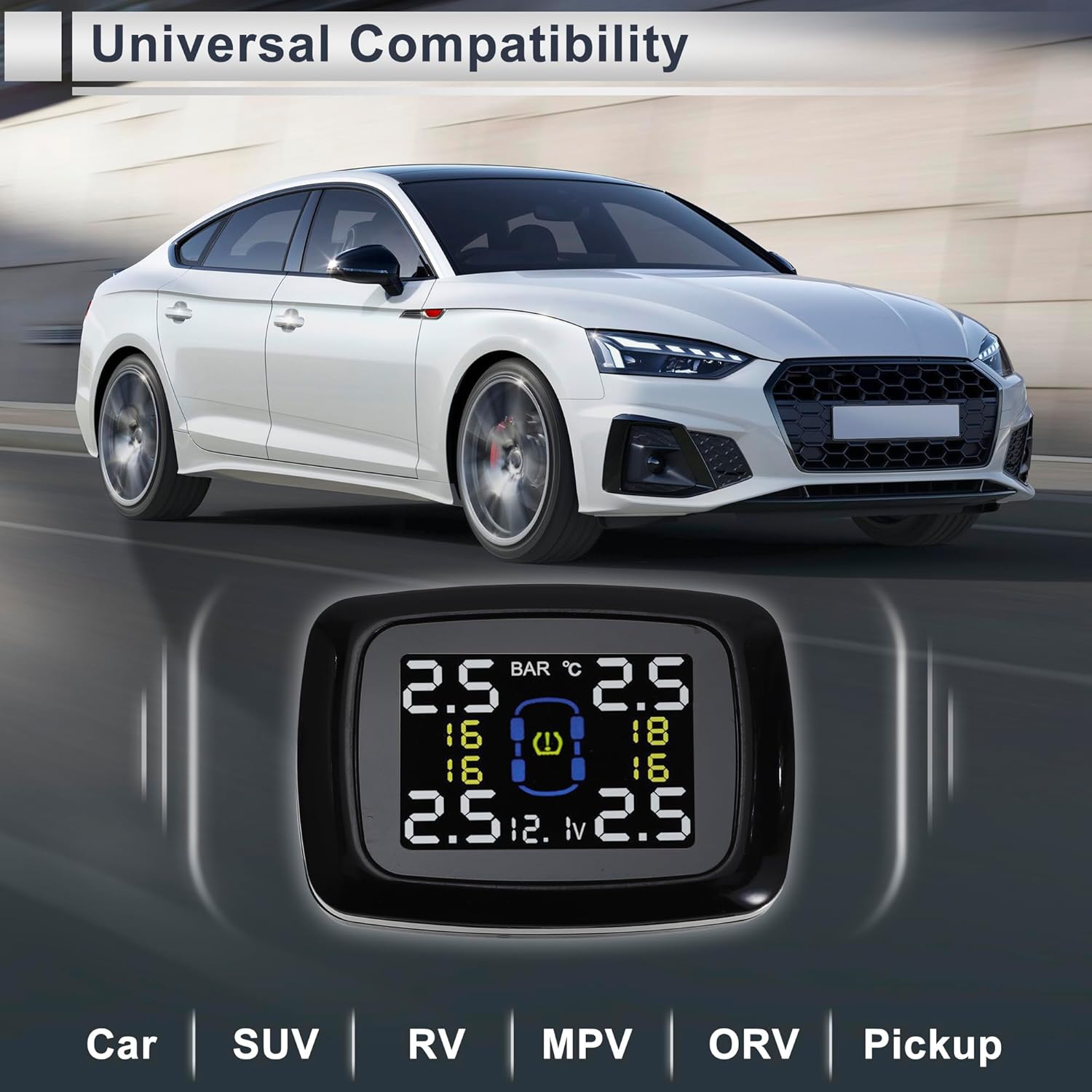 

1 Set Universal Tire Pressure Sensor Kit TPMS Sensor Set 433MHz