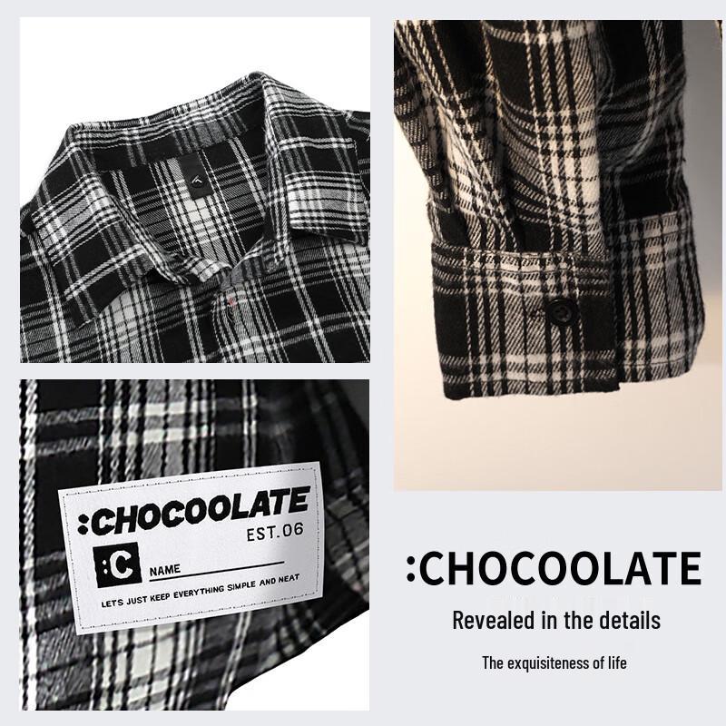 Men's Japanese Style Plaid Long-Sleeve Shirt