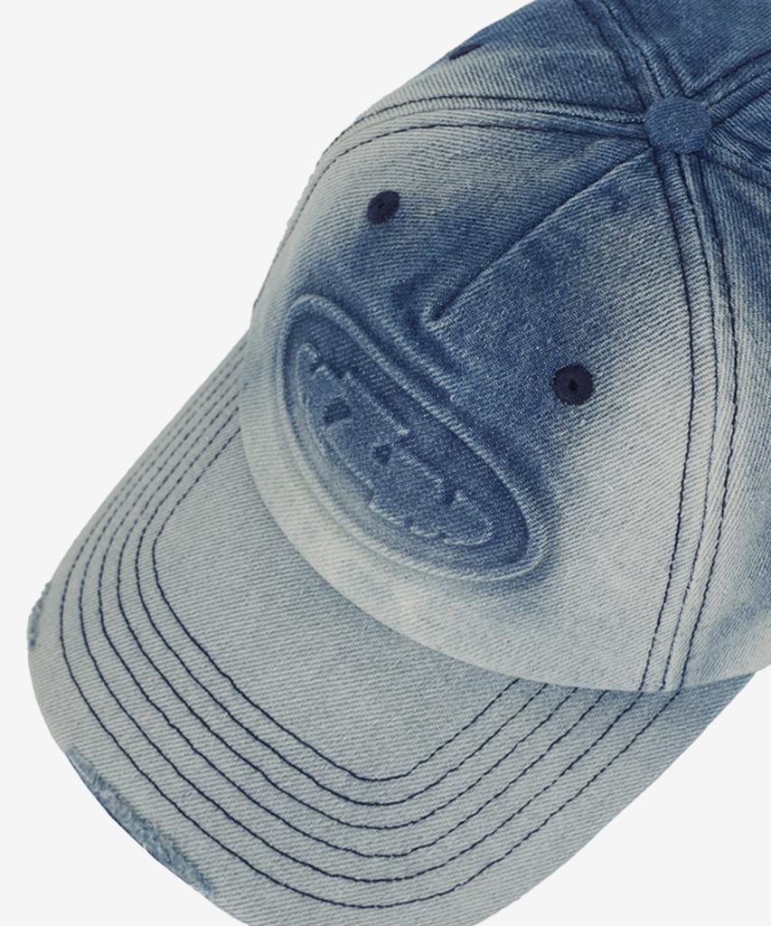Keijiem Embossed Logo Denim Ball Cap Blue