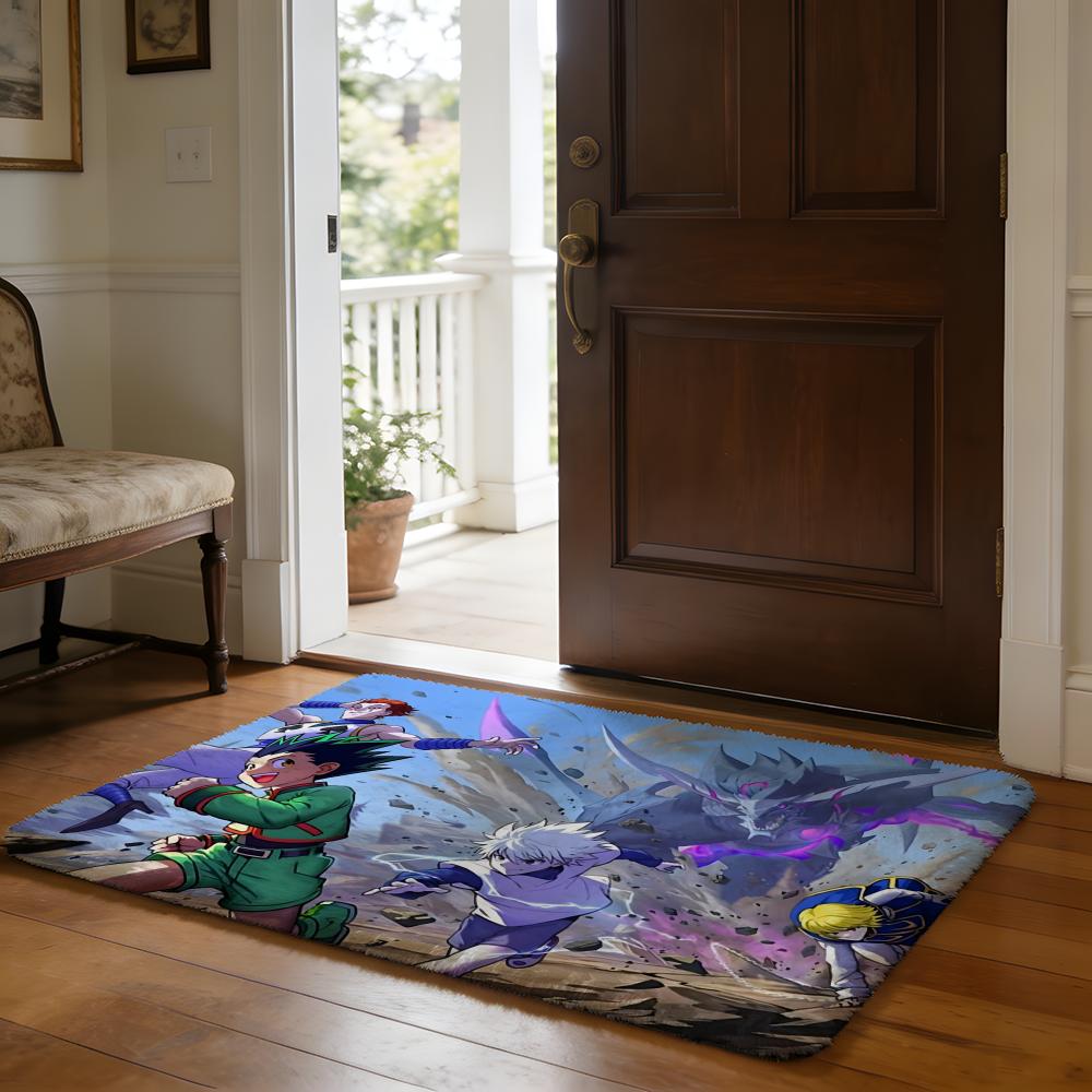 HHunter And HHunter Anime Floor Mat Soft Flannel Absorbent Mat Non-Slip Rug Home Bedroom Bathroom