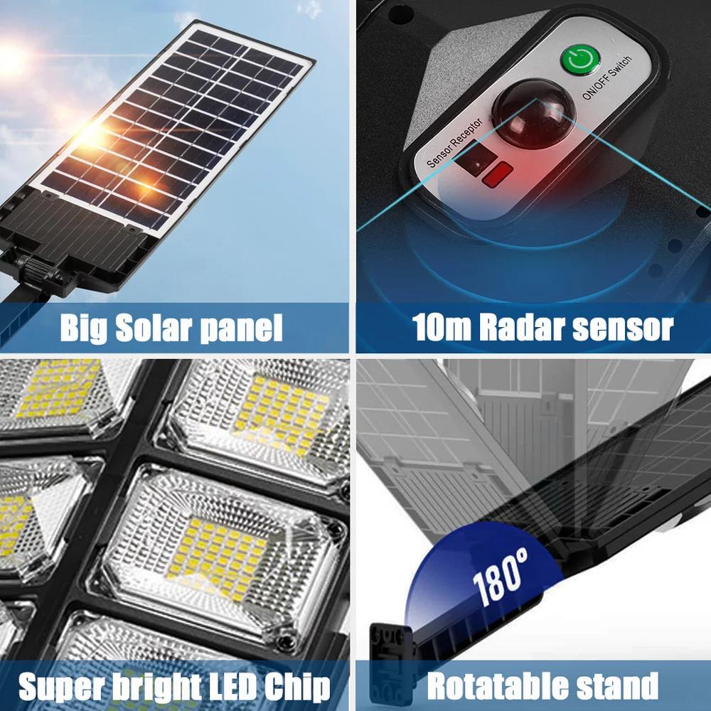 30000LM 10000mAh Solar Led Light Outdoor Powerful Outdoor Solar Lamp Remote Control Waterproof Flood Light Exterior Wall Lamp