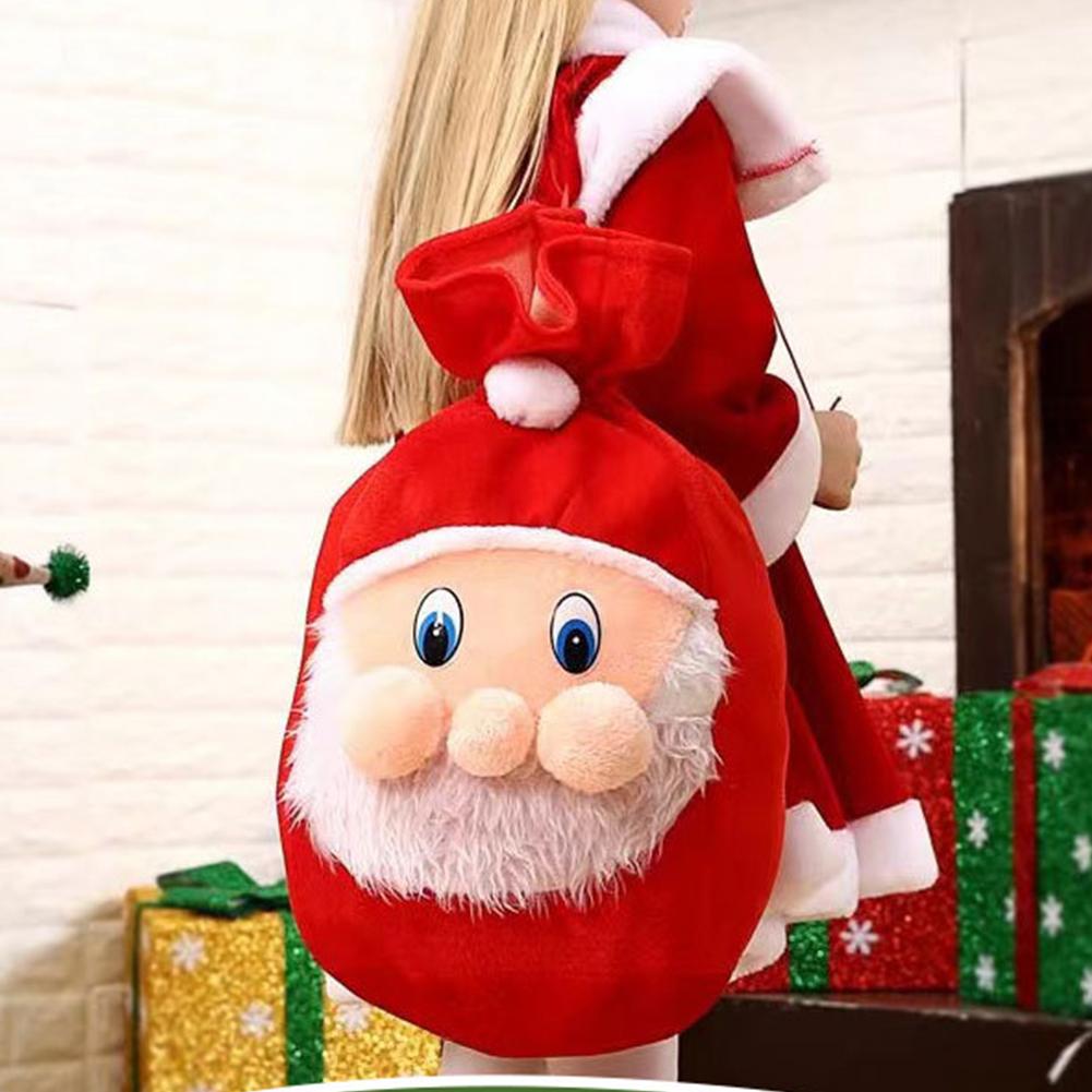 Christmas Gift Bag Santa Face Festive Party Favor Bag Stocking Alternative Kids Xmas Party Bag Backpack Christmas Goodie Bag