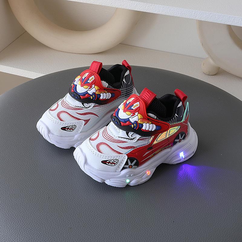 

New Spring and Autumn Children s Sports Shoes with Lights, Girls Non-Slip Soft Sole Running Shoes, Boys Cool Cartoon Shoes 21-25Code【One Hand5Doub