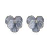 Iris Blue Retro Flower Phalaenopsis Earrings - Elegant Ear Clips for Non-Pierced Ears