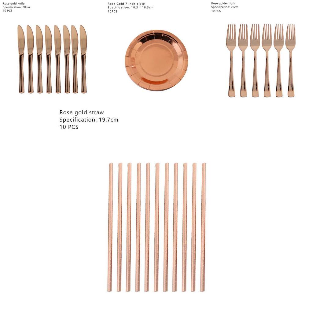Stylish Rose Gold Stamping Party Tableware Perfect For Wedding Birthday Babyshower Festivities