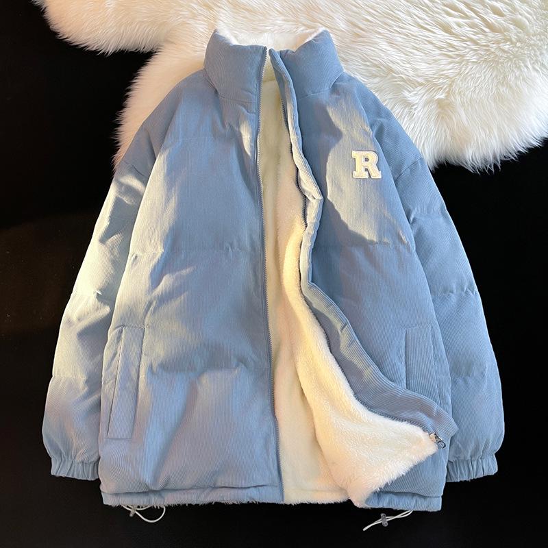 

Men s Reversible Imitation Lamb Wool Cotton Padded Baseball Jacket for Fall/Winter M