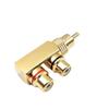 Gold Plated AV Audio Splitter Plug RCA Adapter 1 Male to 2 Female RCa F connector