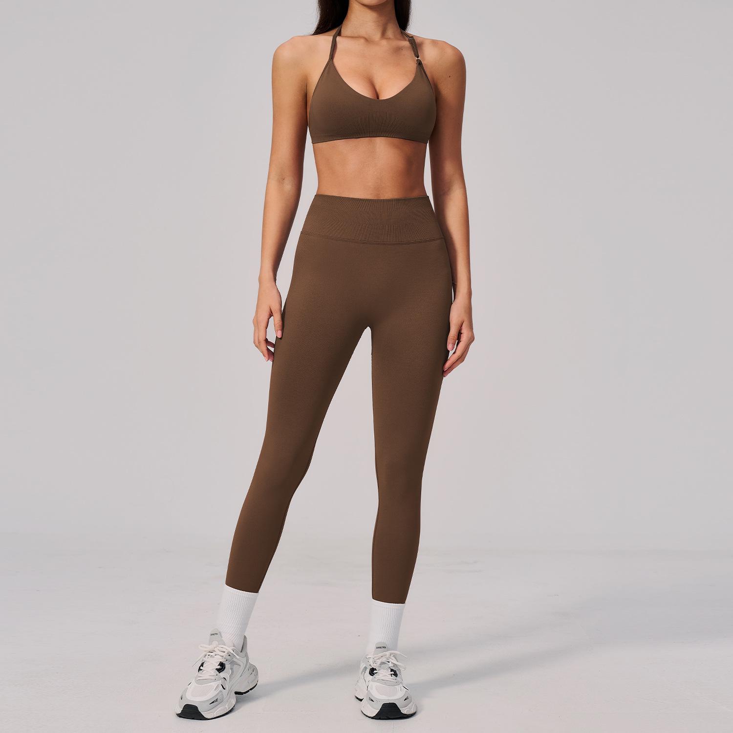 Women s Summer Seamless Yoga Set - Halter, Backless, Slimming, Quick-Dry Fitness Wear for Running & Yoga Medium