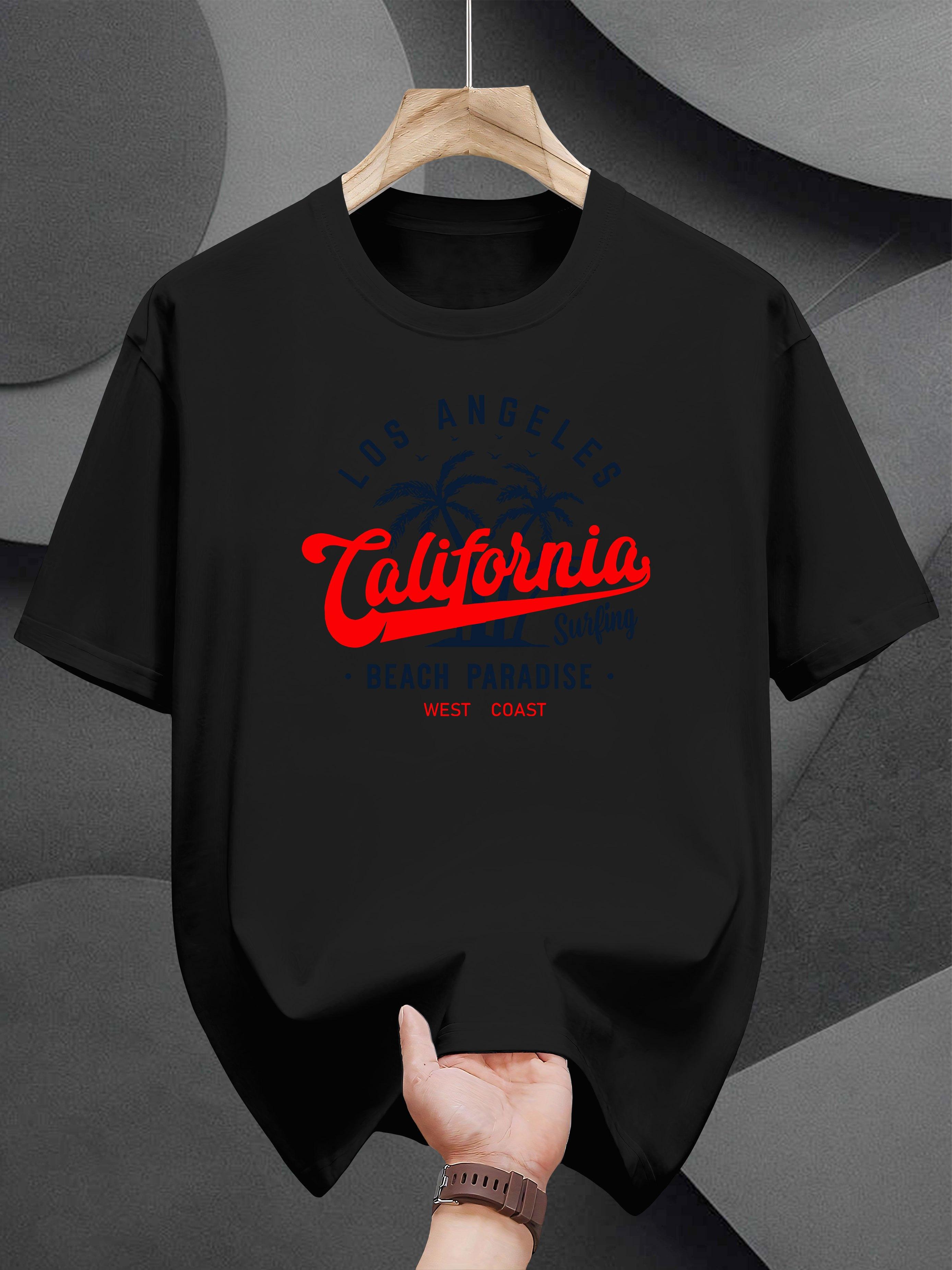 Heavyweight 200gsm Cotton T-shirt - Black California Beach Paradise Graphic Tee S