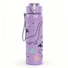 1PC Dinosaur Roar Sketch Doodle Pattern 750ml Color Plastic Sports Water Bottle Leakproof Flip Straw Lid Suitable for Sports Office Home Use