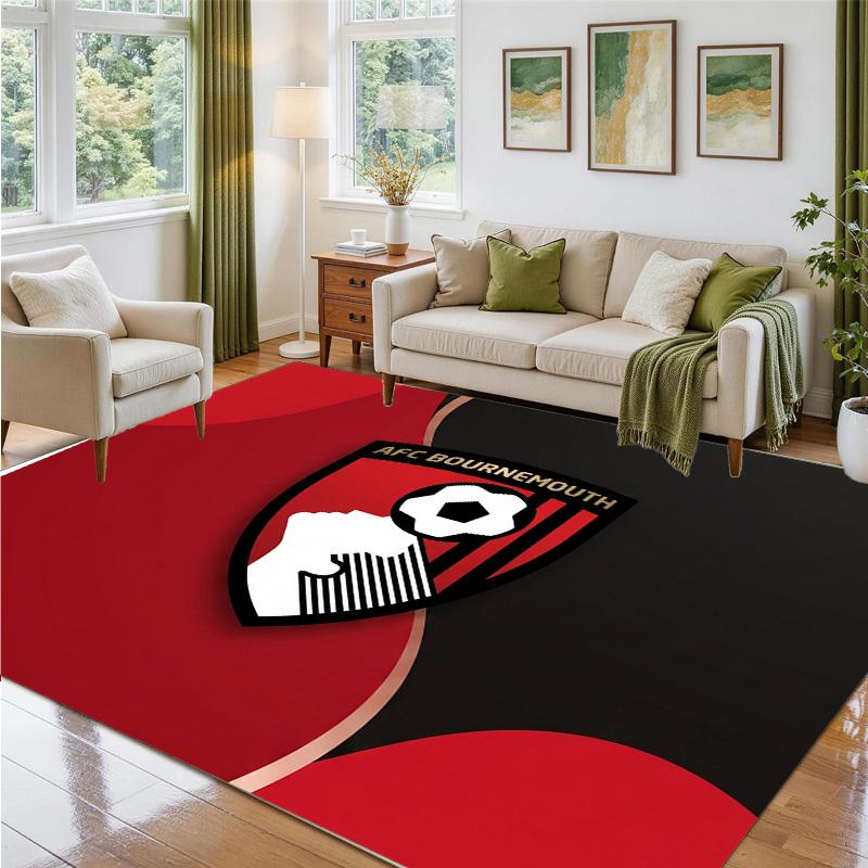 Bournemouth Football Design Crystal Velvet Rug Soft Decorative Mat for Bedroom Entrance