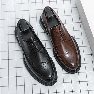 Mode Site Officiel Ventes Chaudes Chaussures Décontractées en Cuir pour Hommes Chaussures Brogue Haut de Gamme à Semelles Épaisses Chaussures de Travail Élégantes pour Hommes Nouvelles