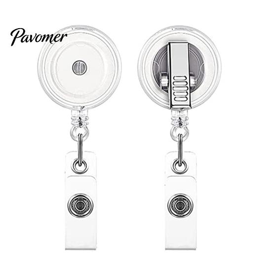 Reliable Badge Attachment Retractable Reel, Transparent Round ID Holder with Heavy Duty Reel Swivel Clip for Nurses, Students Teachers Office Workers