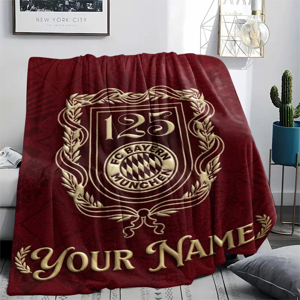 1pz Coperta in Flanella Personalizzata con Nome e Motivo FC Bayern Monaco Adatta a Tutte le Stagioni per Arredamento Casa Calore e Comfort Regali Regalo Festivo_xia