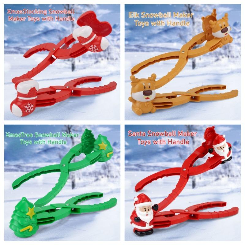 Kids Snow Clip XmasTree Xmas Stocking Santa Claus Elk Snow Clip Toy Educational Toy for Christmas Winter Outdoor Play Snow Beach