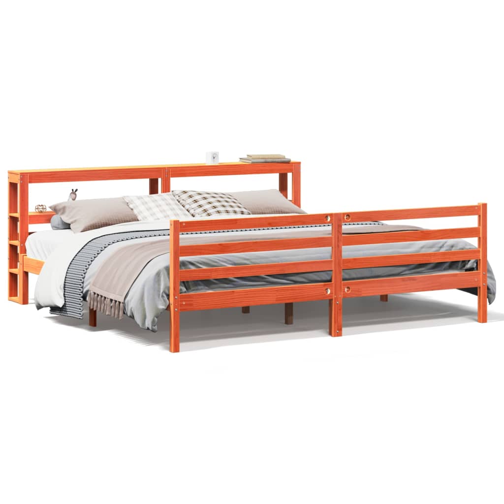 Vidaxl Bed Without Mattress, Waxed Brown, 200X200 Cm, Pine Wood