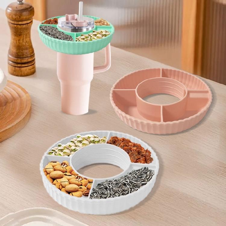 Spill proof Snacks Plate with Cover Practical Snacks Storage Container Cup Plate