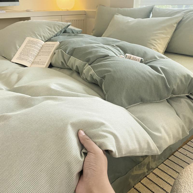 Colorful Striped Cotton Duvet Cover Boys Girls Bedroom Gray Thick Reversible Comforter Cover Single Queen Bedding No Pillowcase