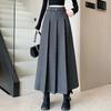 Elegant High-Waisted Gray Wool Pleated Skirt – Versatile Autumn/Winter Fashion for Women