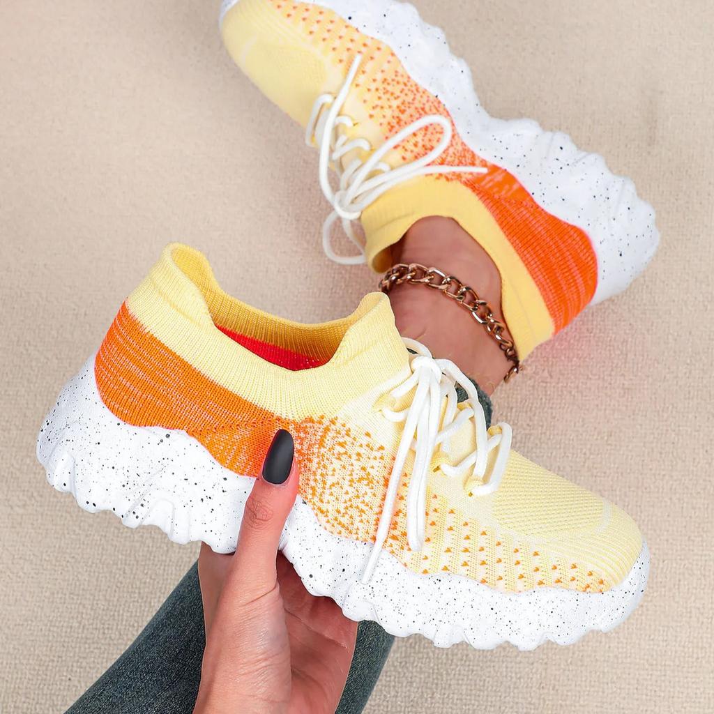 Breathable Platform Sneakers Knitted Chunky Shoes for Women Men Leisure Walking Shoes Trendy Socks Shoes Non-slip Wear-resistant