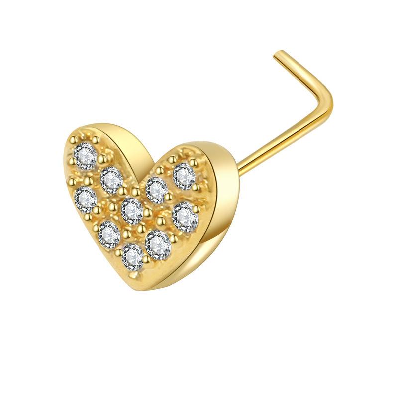 L Needle Curved Hook Thin Rod Nose Stud Zircon Devil Eye Love Nose Puncture Jewelry Nose Ring