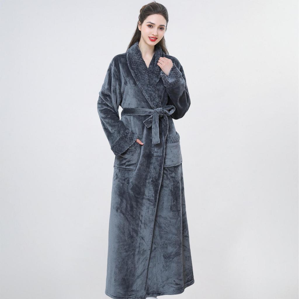 Peignoir de bain en flanelle épaisse de style européen et américain pour l'automne et l'hiver