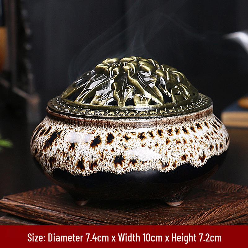 

Керамическая подставка для благовоний с эффектом кракелюра для сандала - для использования в помещении