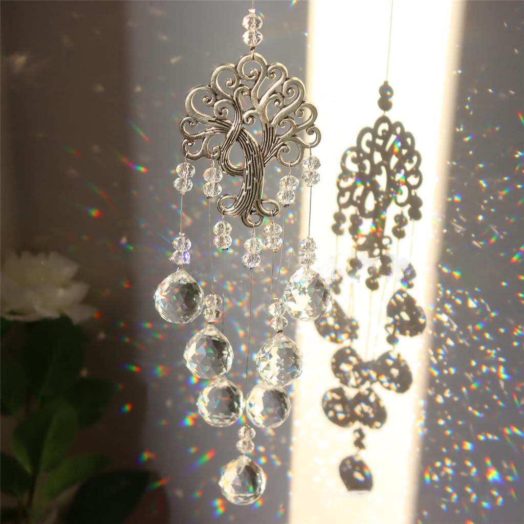 Colorful Crystal Wind Chime Beautiful Garden Jewelry Pendan Decor Suitable for Window Home Car Party Wedding Decoration