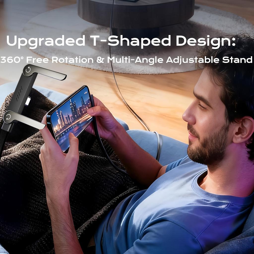 240W Type-C To Type C Cable Fast Charging Data Cable Foldable Stand Phone Holder For iPhone 17/16/15 For Samsung USB-C