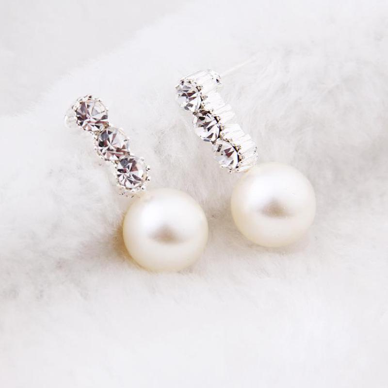 Brincos Simple Personality Simple High-end Imitation Pearl Earrings Women Jewelry Crystal Earrings