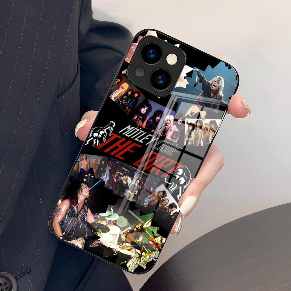 M-Motley C-Crue Band Phone Case For IPhone 17 Pro Max 15 Pro 16 14 Plus 12 13 Mini 11 Pro Shockproof Glass Cover
