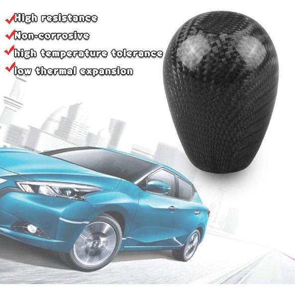 Carbon Fiber Shift Knob with Adapters, Black Oval Ball Stick Shifter Knobs