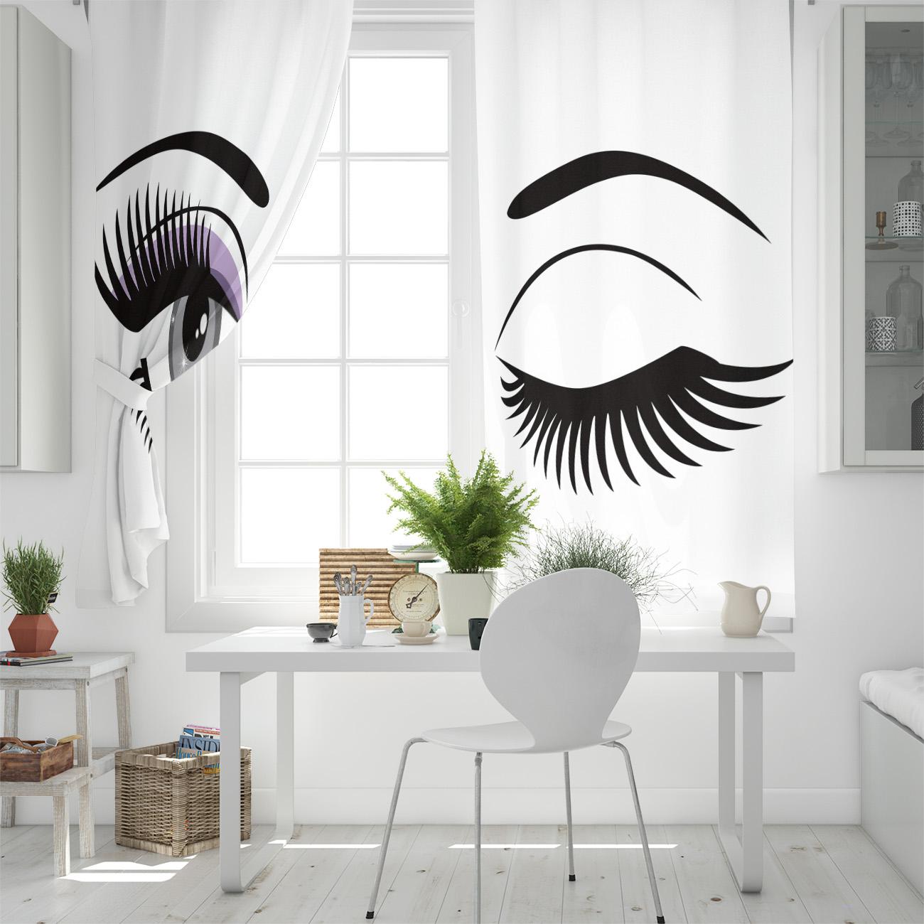 Глаза женские ресницы красивые новые простые шторы украшения дома шторы современные — фото 4