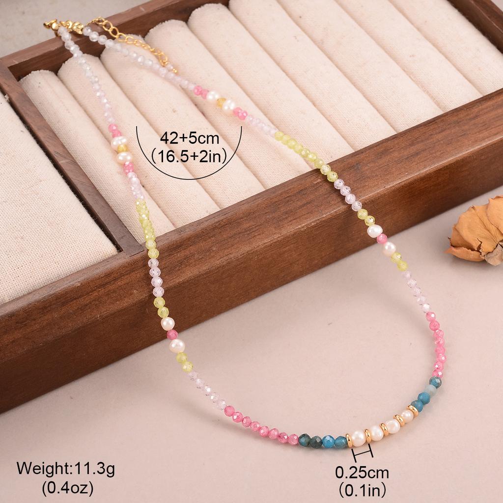 Simple Small Fresh Love Geometric Necklace Summer Versatile Beaded Dopamine Neck Chain Fashionable New Collarbone Chain Women