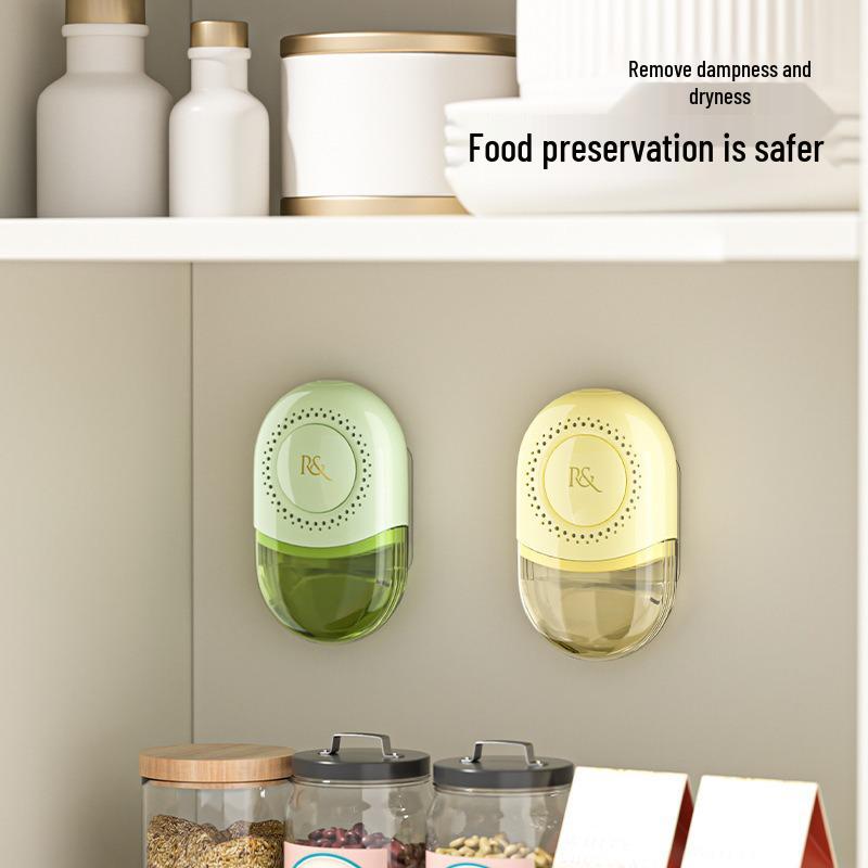 Wall-Mounted Fragrance Dehumidifier Box with Non-Marking Moisture Absorbent Bag for Wardrobes & Cabinets