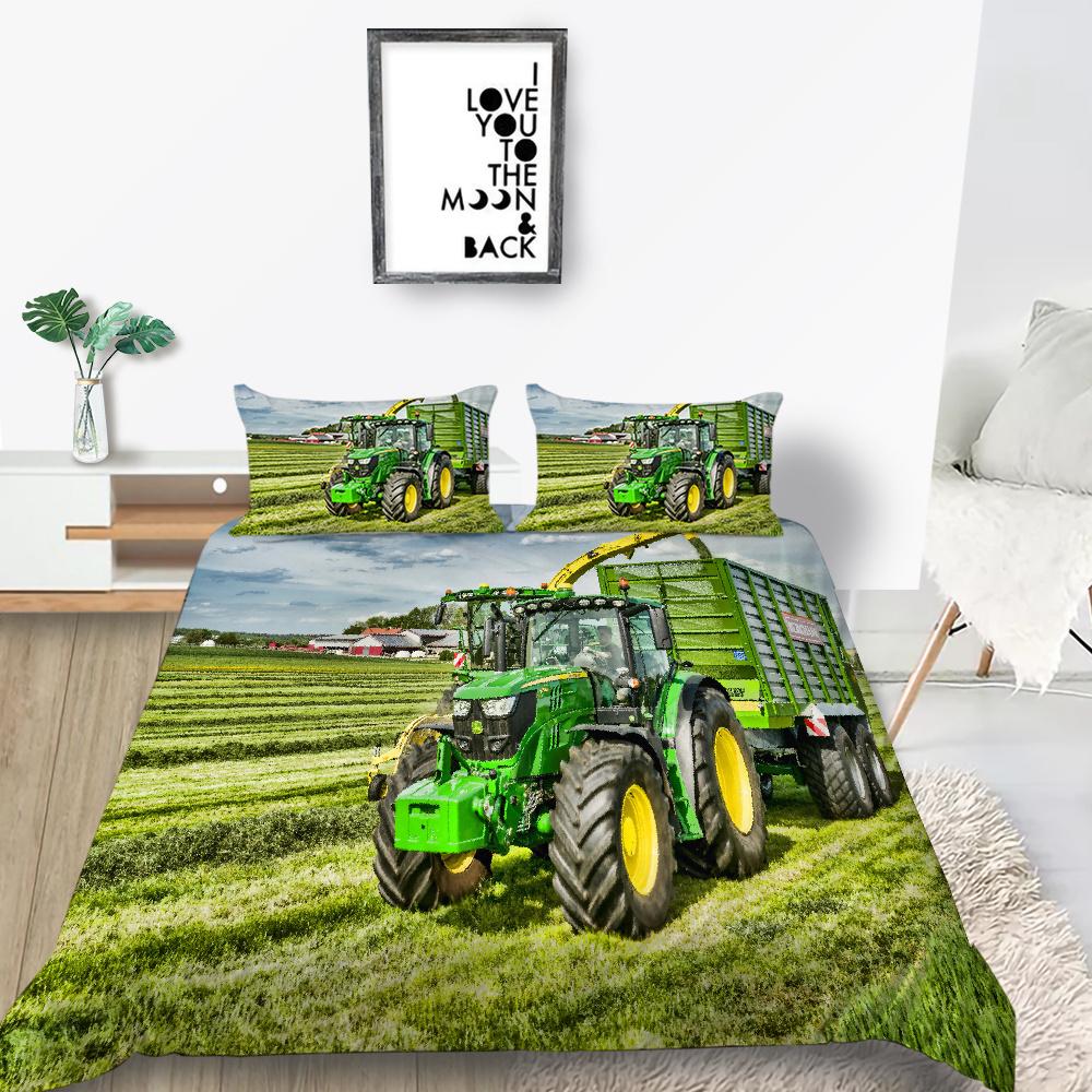 2023 New Style 3D Vehicle Printing Duvet Cover Set Farmland Home Textiles Soft Bedding Cover Suit Teen Children Luxury Bed Set