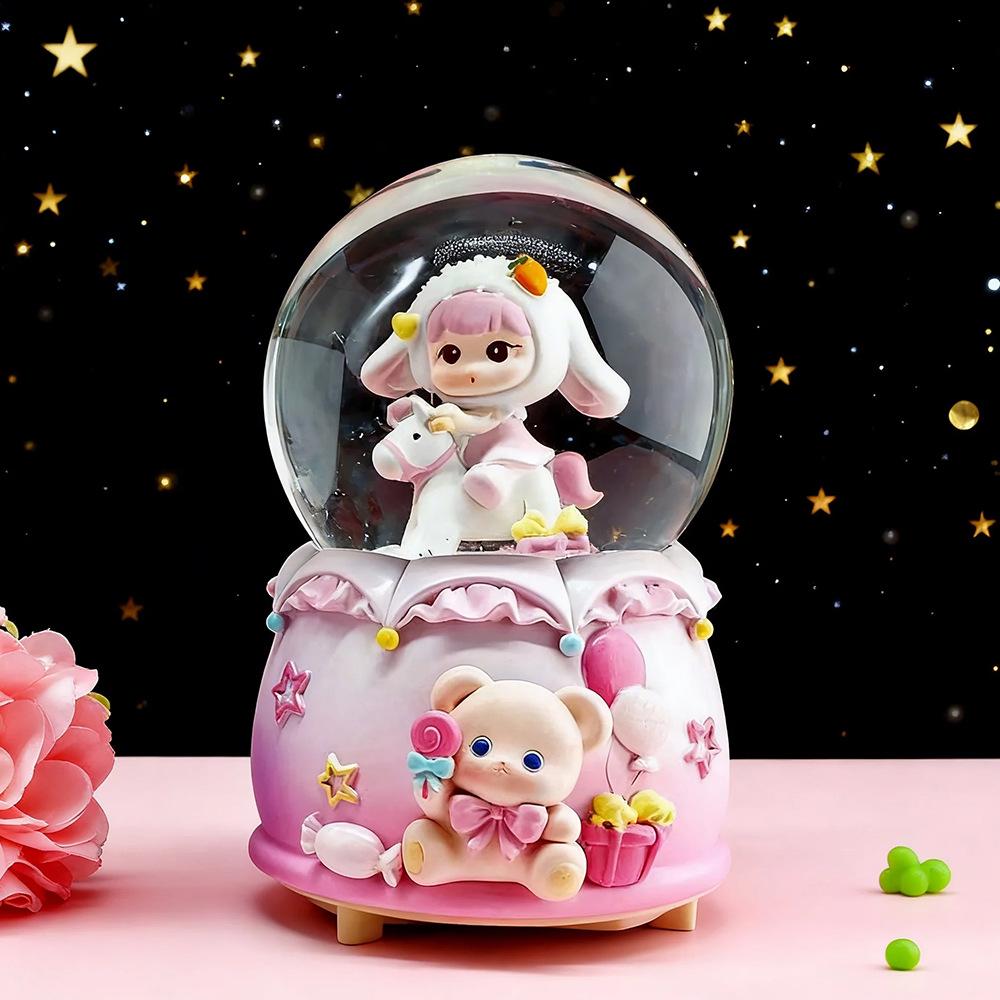 Dreamy Unicorn Crystal Ball Luminous Music Box - Snowflake Gift for Best Friend, Creative Qixi Present